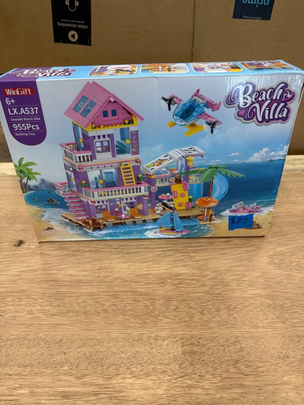 Seaside Beach Villa Building Set - Purple and Pink Kids Construction Toy